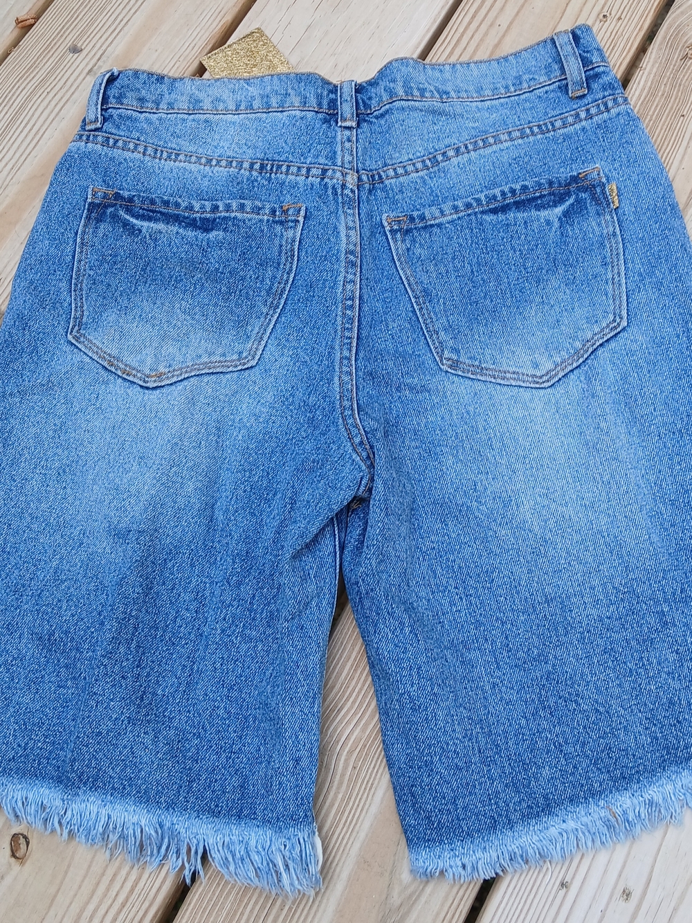 Vibrant Distressed Blue Women’s Denim Shorts - Picture 3 of 3